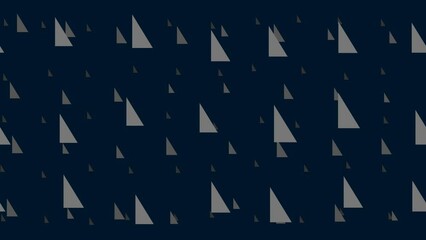 Poster - Right triangle symbols float horizontally from left to right. Parallax fly effect. Floating symbols are located randomly. Seamless looped 4k animation on dark blue background