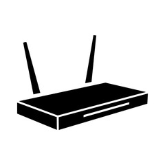 Poster - A large router symbol in the center. Isolated black symbol