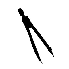 Poster - A large compass divider in the center. Isolated black symbol