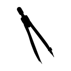 Poster - A large compass divider in the center. Isolated black symbol