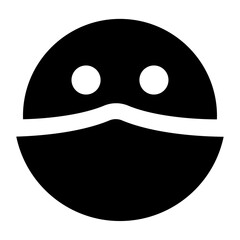 Poster - A large masked face symbol in the center. Isolated black symbol
