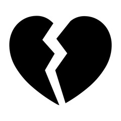 Poster - A large broken heart symbol in the center. Isolated black symbol