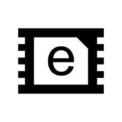 Poster - A large eSIM symbol in the center. Isolated black symbol