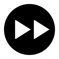 Poster - a large fast forward symbol in the center. isolated black symbol