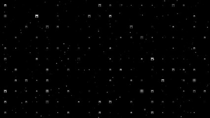 Poster - Template animation of evenly spaced christmas fireplace symbols of different sizes and opacity. Animation of transparency and size. Seamless looped 4k animation on black background with stars