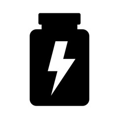 Poster - A large power jar symbol in the center. Isolated black symbol