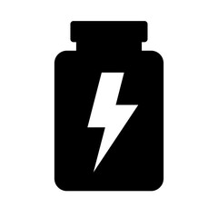 Poster - A large power jar symbol in the center. Isolated black symbol