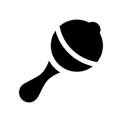 Poster - A large baby rattle symbol in the center. Isolated black symbol