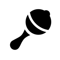 Poster - A large baby rattle symbol in the center. Isolated black symbol
