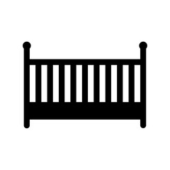 Poster - A large baby cot symbol in the center. Isolated black symbol