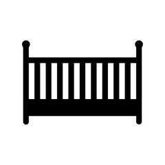 Poster - A large baby cot symbol in the center. Isolated black symbol