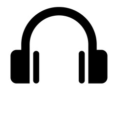 Poster - A large headphones symbol in the center. Isolated black symbol