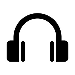 Poster - A large headphones symbol in the center. Isolated black symbol