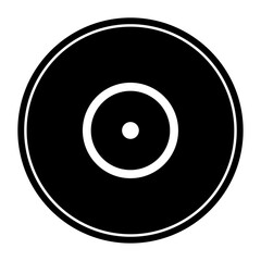 Poster - A large gramophone record symbol in the center. Isolated black symbol
