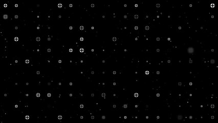 Poster - Template animation of evenly spaced lifebuoy symbols of different sizes and opacity. Animation of transparency and size. Seamless looped 4k animation on black background with stars