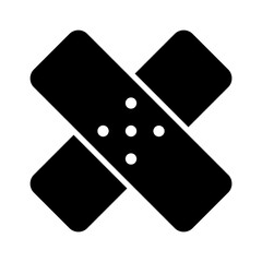 Poster - A large adhesive plaster symbol in the center. Isolated black symbol