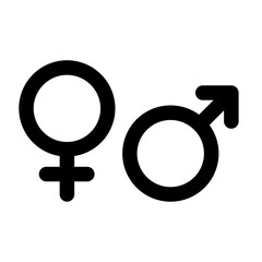 Poster - A large gender symbol in the center. Isolated black symbol