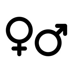 Poster - A large gender symbol in the center. Isolated black symbol