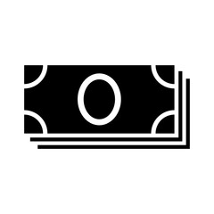 Poster - A large money bundle symbol in the center. Isolated black symbol
