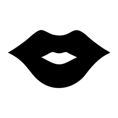 Poster - A large lips symbol in the center. Isolated black symbol