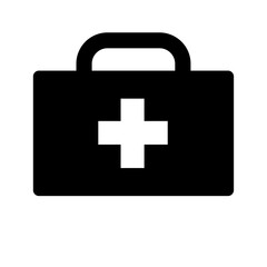 Poster - A large first aid symbol in the center. Isolated black symbol
