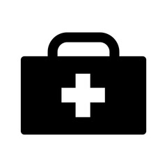 Poster - A large first aid symbol in the center. Isolated black symbol