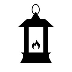 Poster - A large Christmas lantern in the center. Isolated black symbol