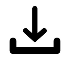 Poster - A large download symbol in the center. Isolated black symbol