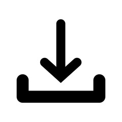 Poster - A large download symbol in the center. Isolated black symbol