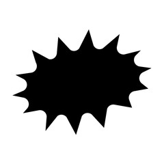 Poster - A large explosion symbol in the center. Isolated black symbol