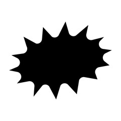 Poster - A large explosion symbol in the center. Isolated black symbol