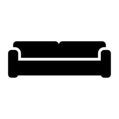Poster - A large sofa symbol in the center. Isolated black symbol