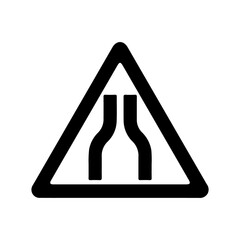 Poster - A large road narrowing sign in the center. Isolated black symbol