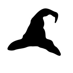 Poster - A large wizard hat symbol in the center. Isolated black symbol
