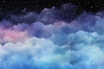 rainbow watercolor illustration of night space with stars border, abstract galaxy painting, cosmic t