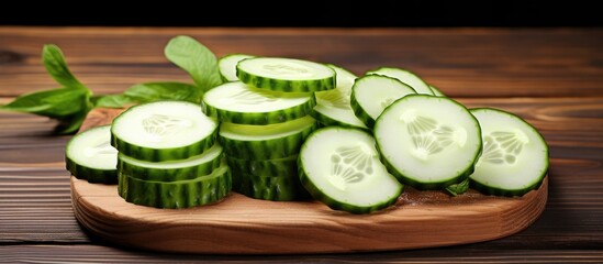 Poster - Cucumber slices on white background