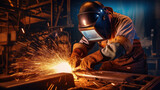 Fototapeta  - welder working at factory