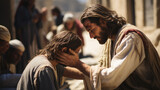 Fototapeta  - Jesus Christus heilt einen Blinden. Wunder aus der Bibel.