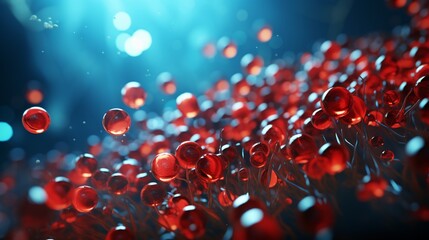 Red blood cell in 3d medical concept background.