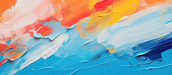 Canvas Print - Colorful abstract oil painting on canvas with brush and palette knife strokes Multicolored wallpaper Macro close up acrylic background Modern abstract art