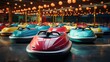 Minimalistic Bumper Cars at Amusement Park AI Generated