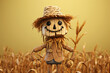 3D caracter cartoon Straw Scarecrow Farm People