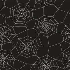 Halloween seamless pattern, seamless pattern of spider web on black background.