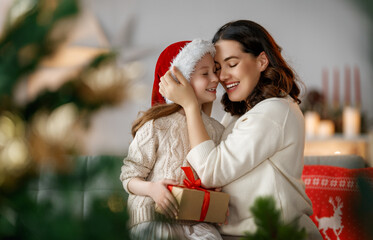 Wall Mural - family celebrating Christmas