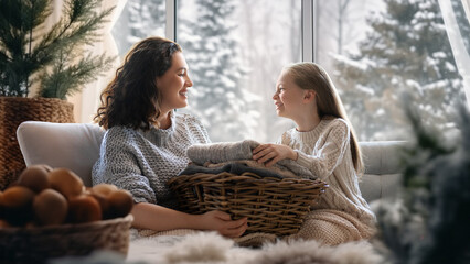 Wall Mural - Winter portrait of family