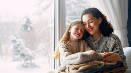 Wall Mural - Winter portrait of family