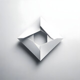 Fototapeta Do przedpokoju - Origami Abstract Geometric Shape on White Background, Concept of Paper Folding Art, Modern Design, and Minimalistic Aesthetics
