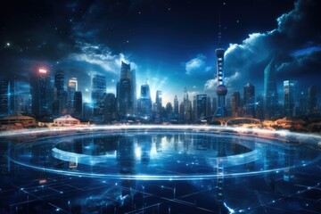 Aufkleber - Smart city, 5G communication, modern, sense of technology, bright environment.