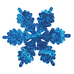 Wall Mural - artificial snowflake, christmas tree decoration with sequins, isolated on a white background