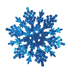 Wall Mural - artificial snowflake, christmas tree decoration with sequins, isolated on a white background